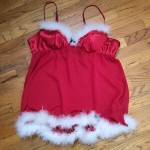 SEDUCTIVE WEAR Cinema Etoile Wmns XL Red Feather Trim Lingerie Sexy ChristmasCor